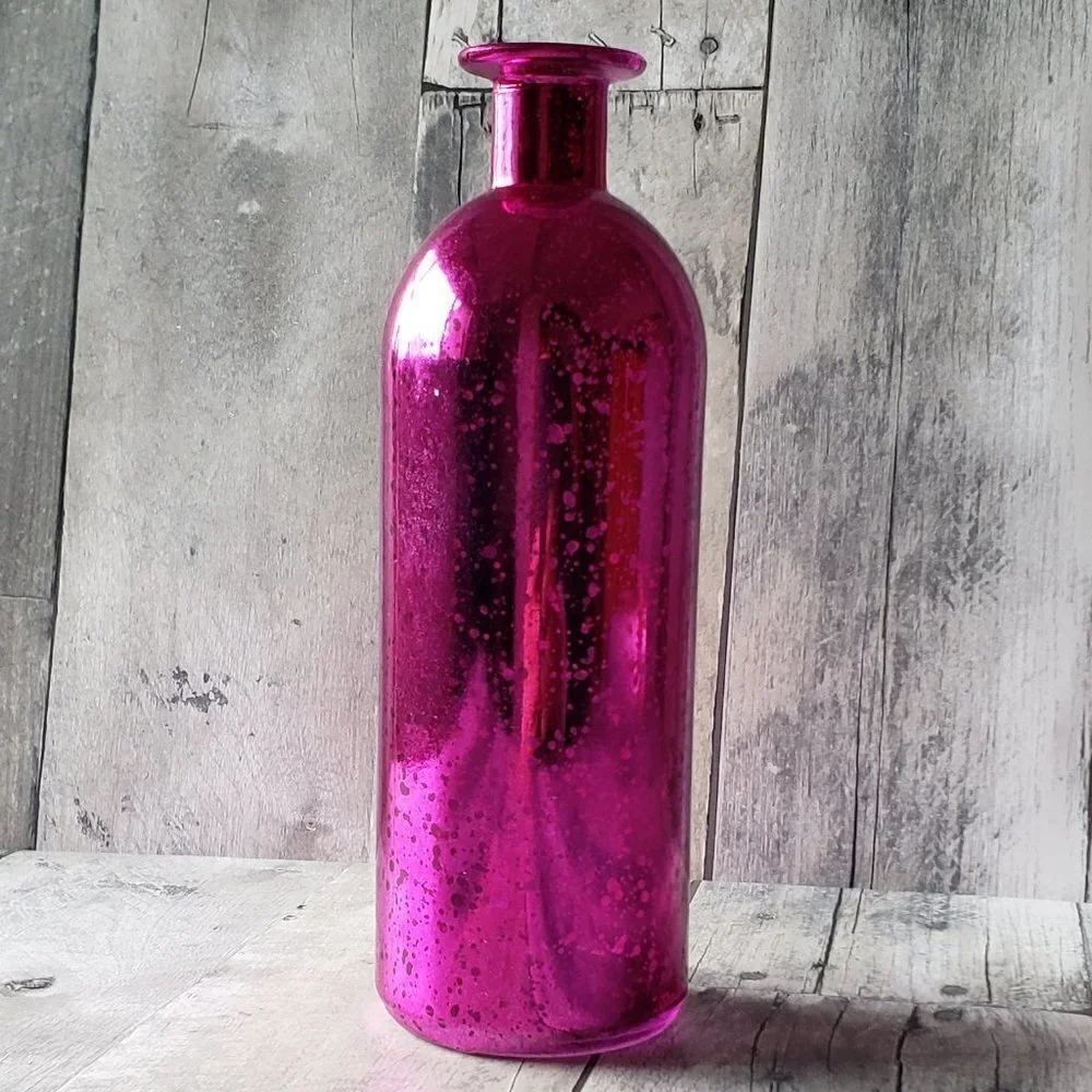 Pink Mercury Glass Bottle Vase